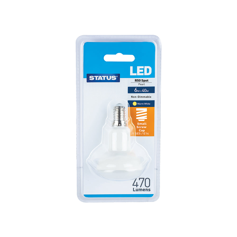 STATUS LED R50 SPOT PERLE 6W=40W BLANC CHAUD NON-DIMMABLE SES/E14
