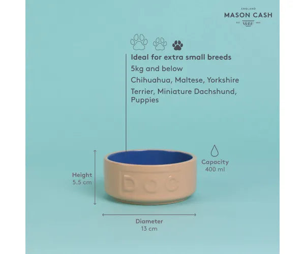 Gamelle pour chien Cane & Blue avec lettres, 13 cm : Une solution élégante et fonctionnelle pour l'alimentation de votre animal.