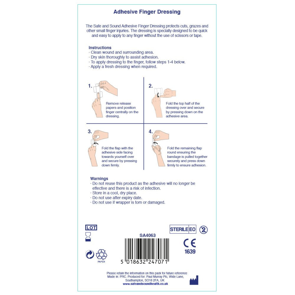 PANSEMENT ADHÉSIF POUR DOIGT, LOT DE 3