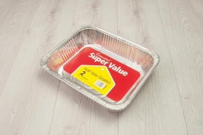 Barquette alimentaire aluminium demi-taille 33x26x6.5cm - Lot de 2