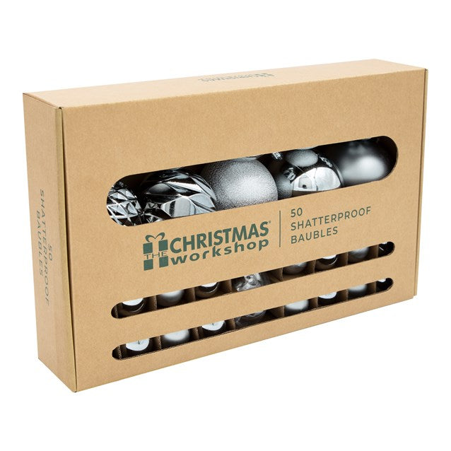 50 boules de Noël incassables - Argent