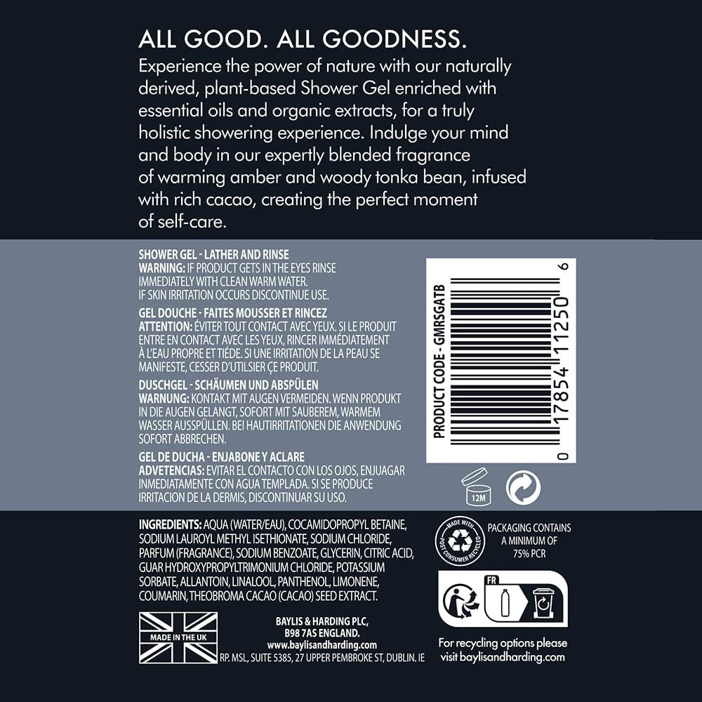 GOODNESS GEL DOUCHE HOMME AMBRE TONKA BEA
