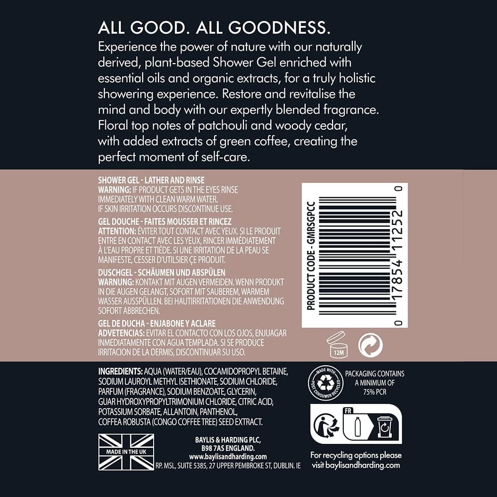GOODNESS GEL DOUCHE HOMME PATCHOULI CÈDRE