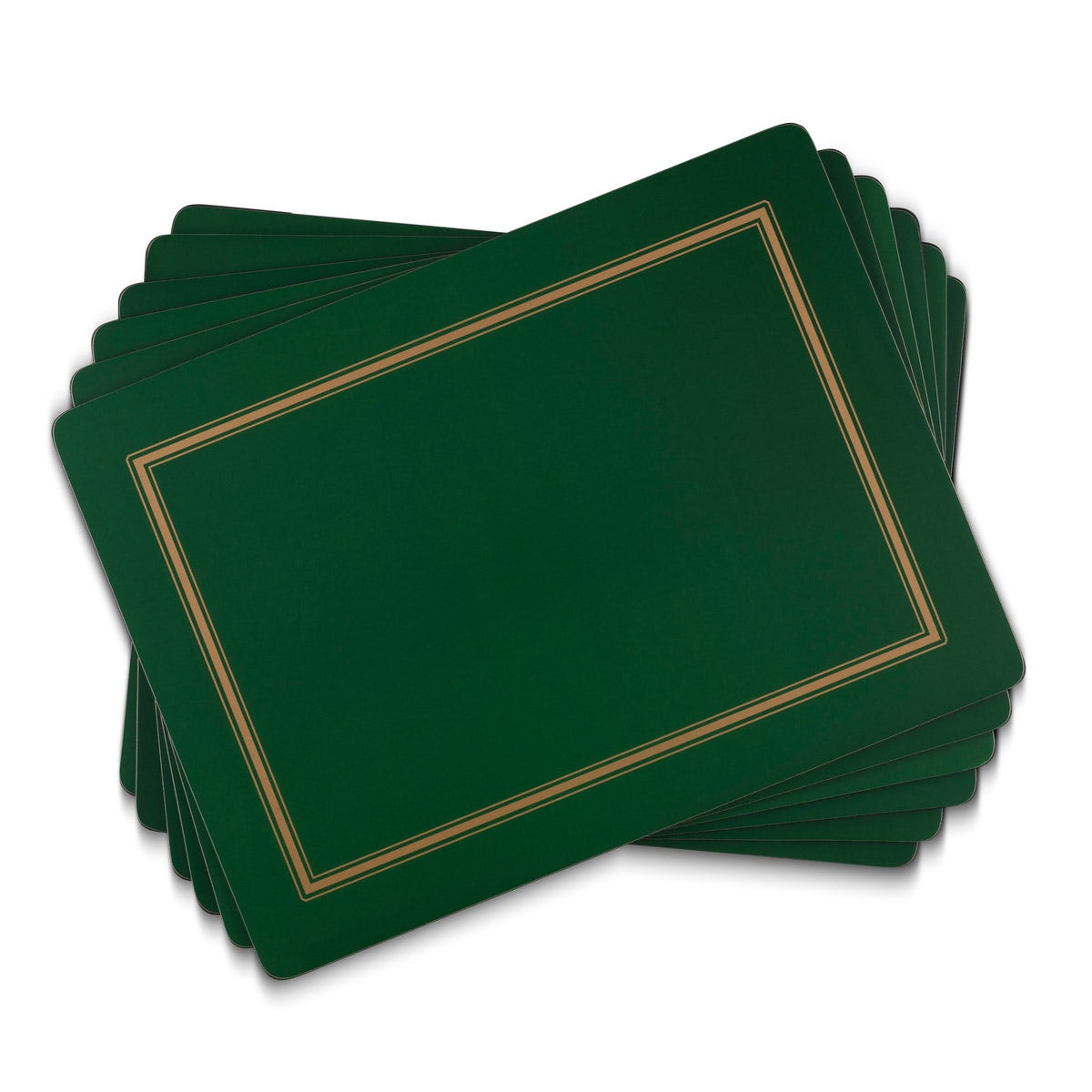 Green with gold line Table mats Set of 6