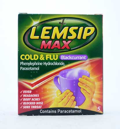 LEMSIP MAX COLD&FLU SACHETS BLACKCURRANT 5'S