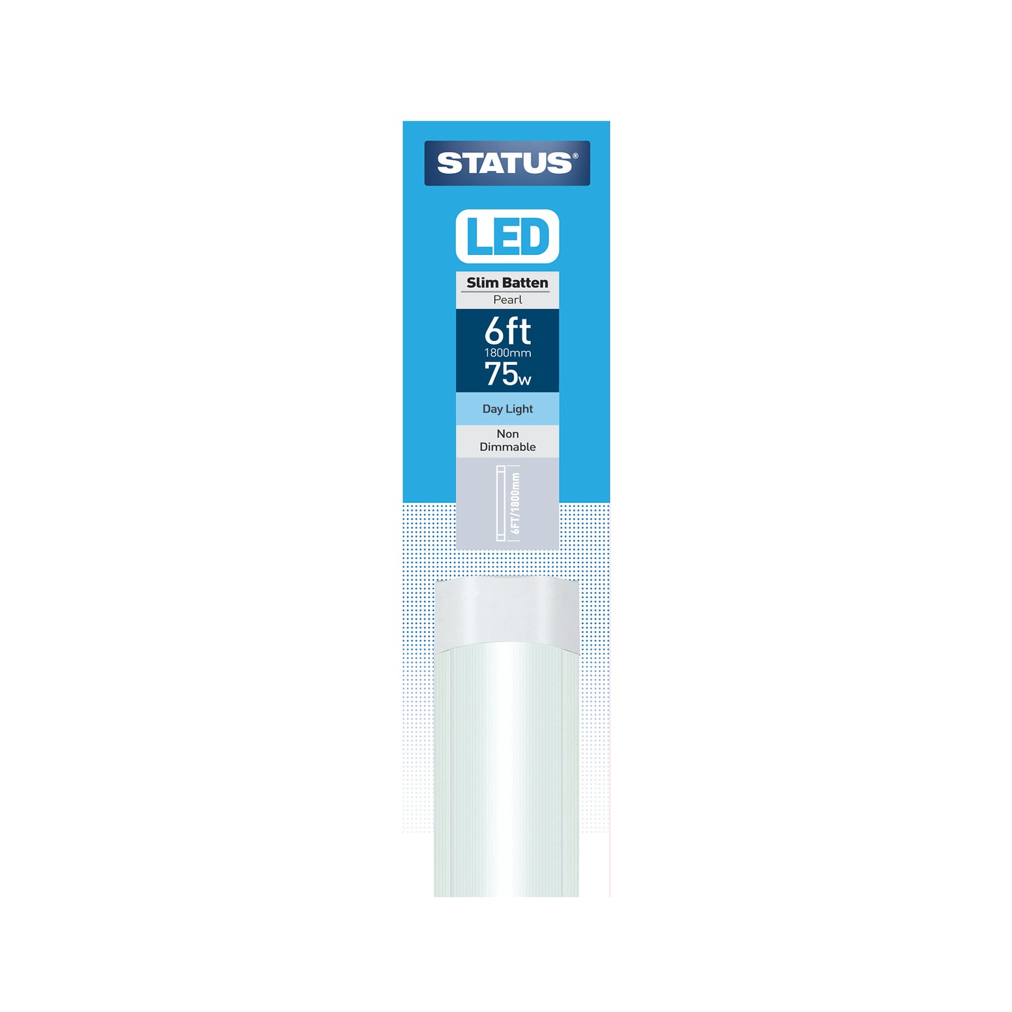1,8 m / 2 400 mm - 75 W = 6 700 lumens - LED - Réglette Batten mince - Perle - Lumière du jour