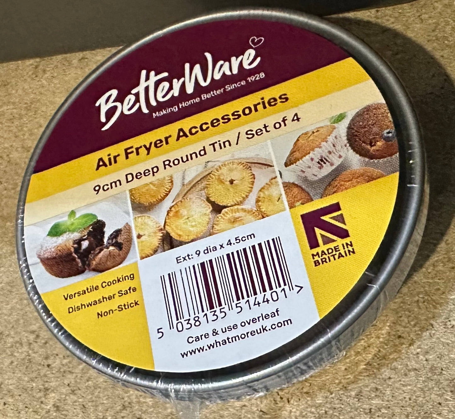BETTERWARE 9cm DEEP ROUND TIN SET OF 4