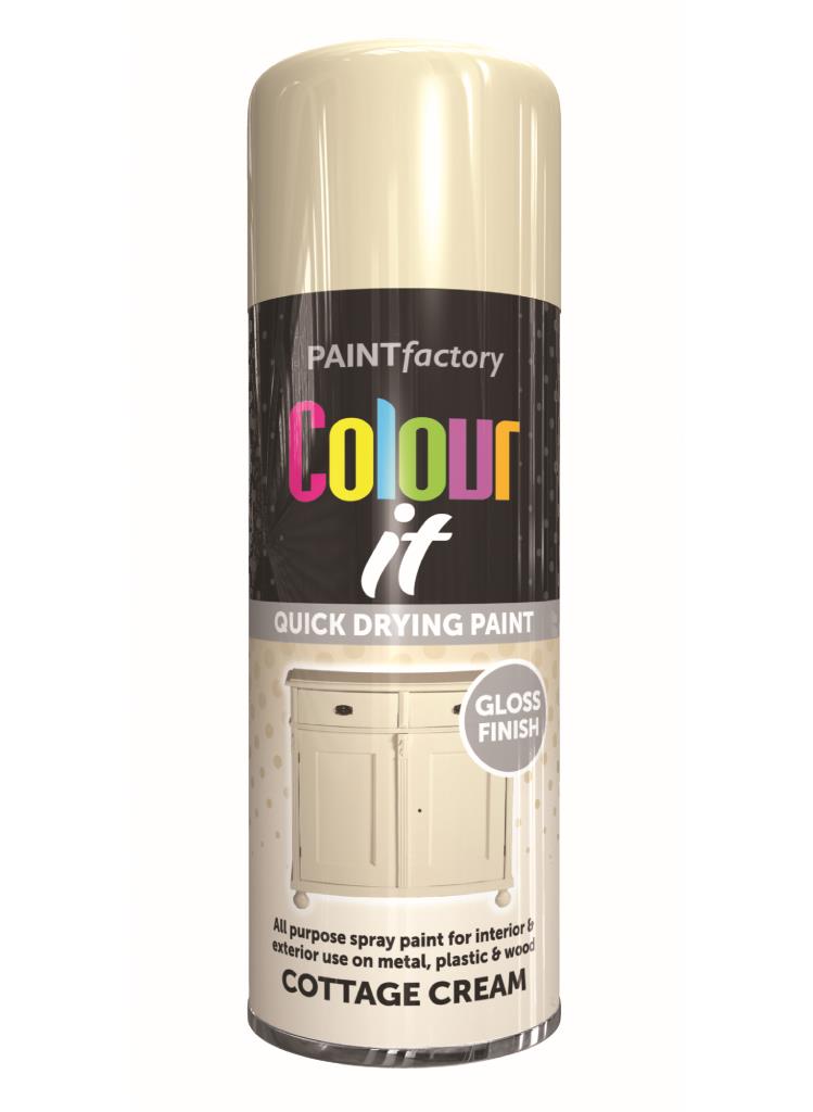 COLOUR IT - Peinture en Aérosol Brillante Crème Cottage pour une Finition Luxueuse