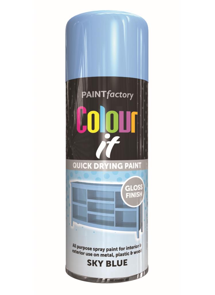 COLOUR IT - Peinture aérosol Bleu Ciel Brillant 400ML pour des finitions éclatantes et durables