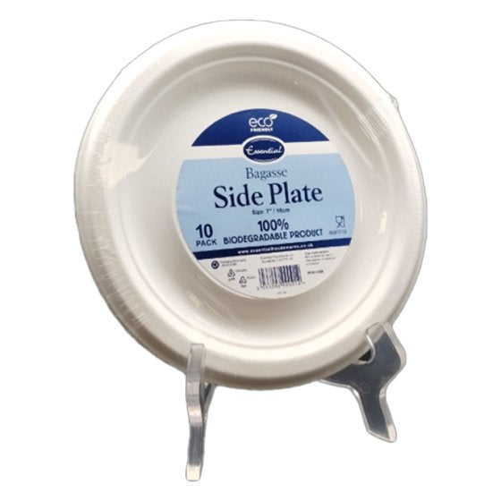 Lot de 10 assiettes en bagasse blanches de 18 cm / 7 po