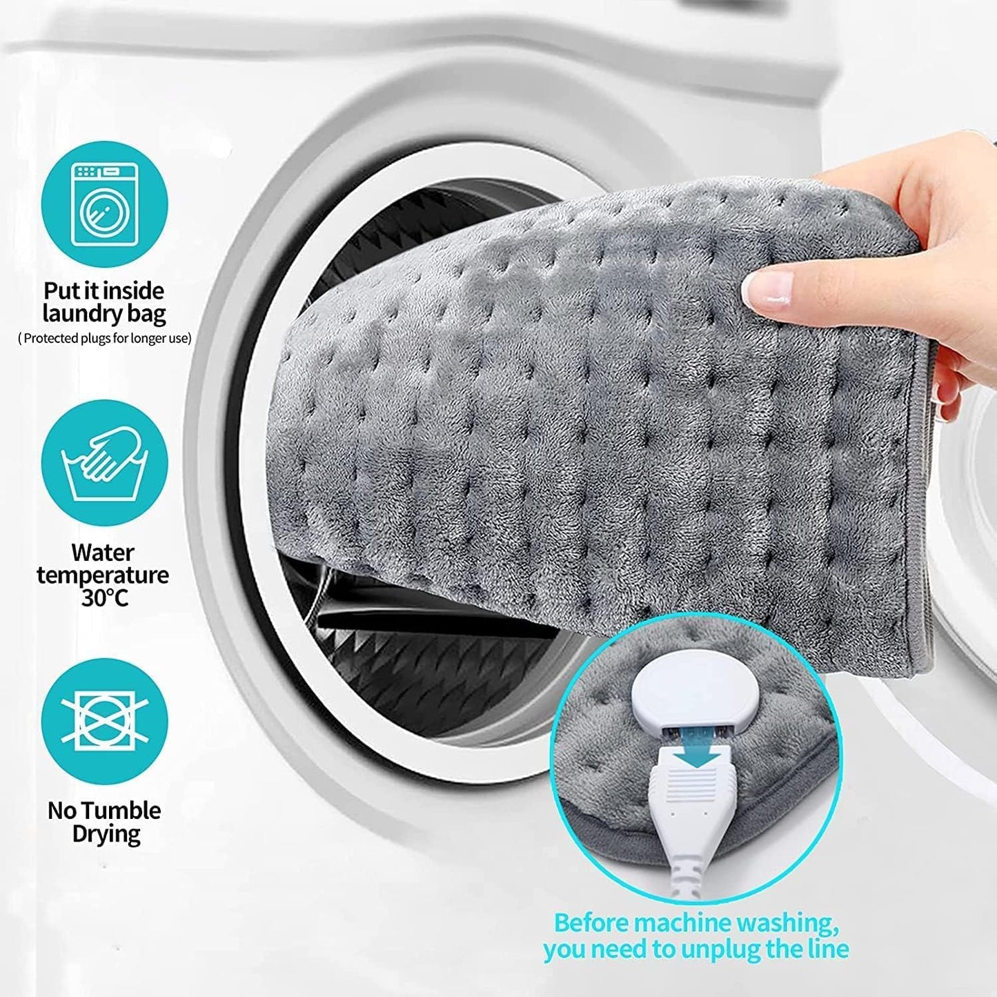 StayWarm Coussin chauffant électrique 45x35cm pour soulager la douleur - Gris