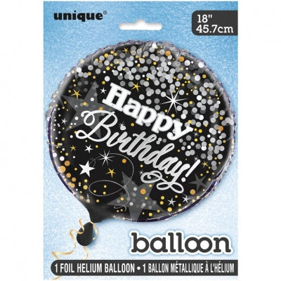 Glittering Birthday Round Foil Balloon 18"
