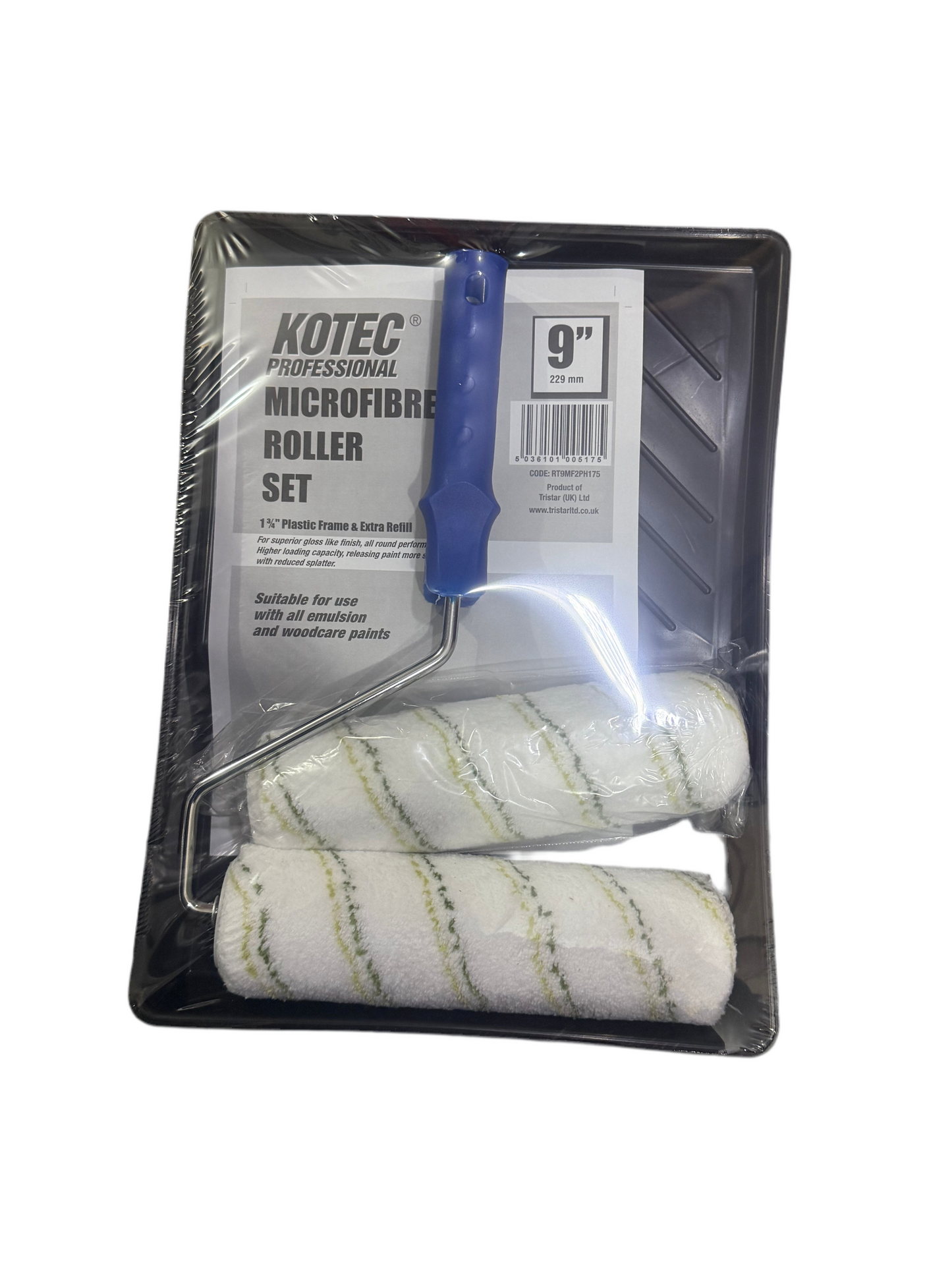 KOTEC PROFESSIONAL MICROFIBRE ROLLER SET 9” 1 3/4” PLASTIC FRAME & EXTRA REFILL
