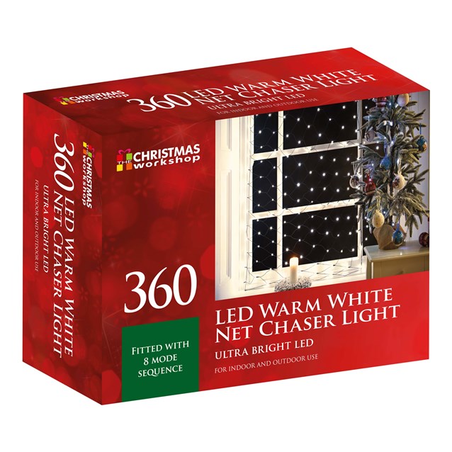 Guirlande lumineuse filet à LED 360 lumières - Blanc chaud