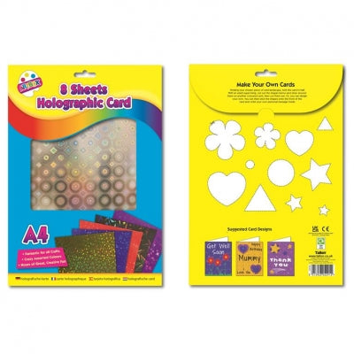 Feuilles de carton holographiques A4, paquet de 8 (couleurs assorties)