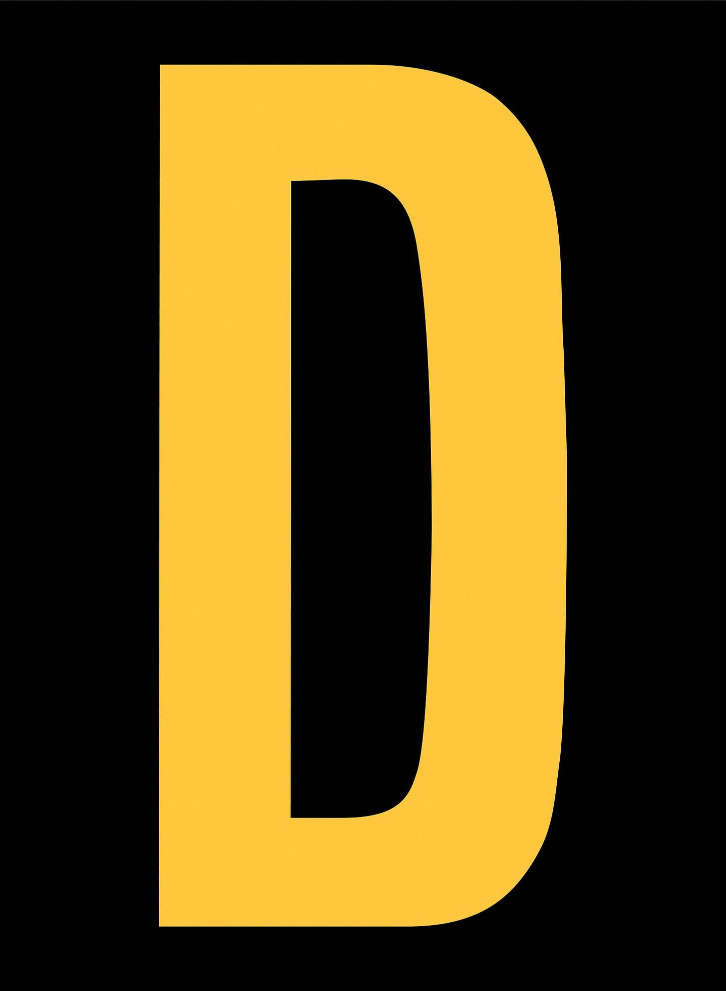 Reflective Yellow Self Adhesive Vinyl Letter D (75mm)