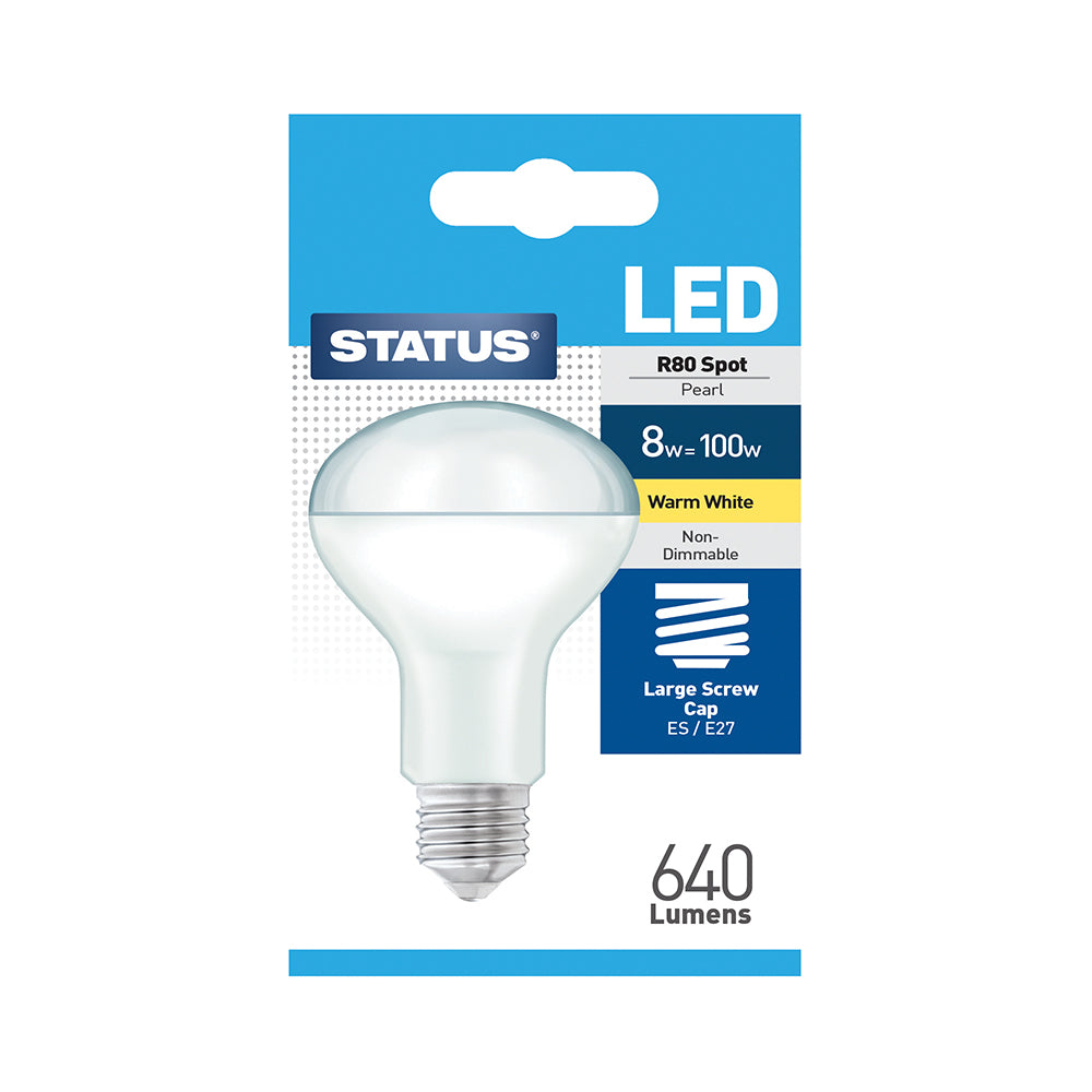 8W = 100W = 640 lumens - LED - R80 - Spot réflecteur - ES - Blanc chaud - 1 unité