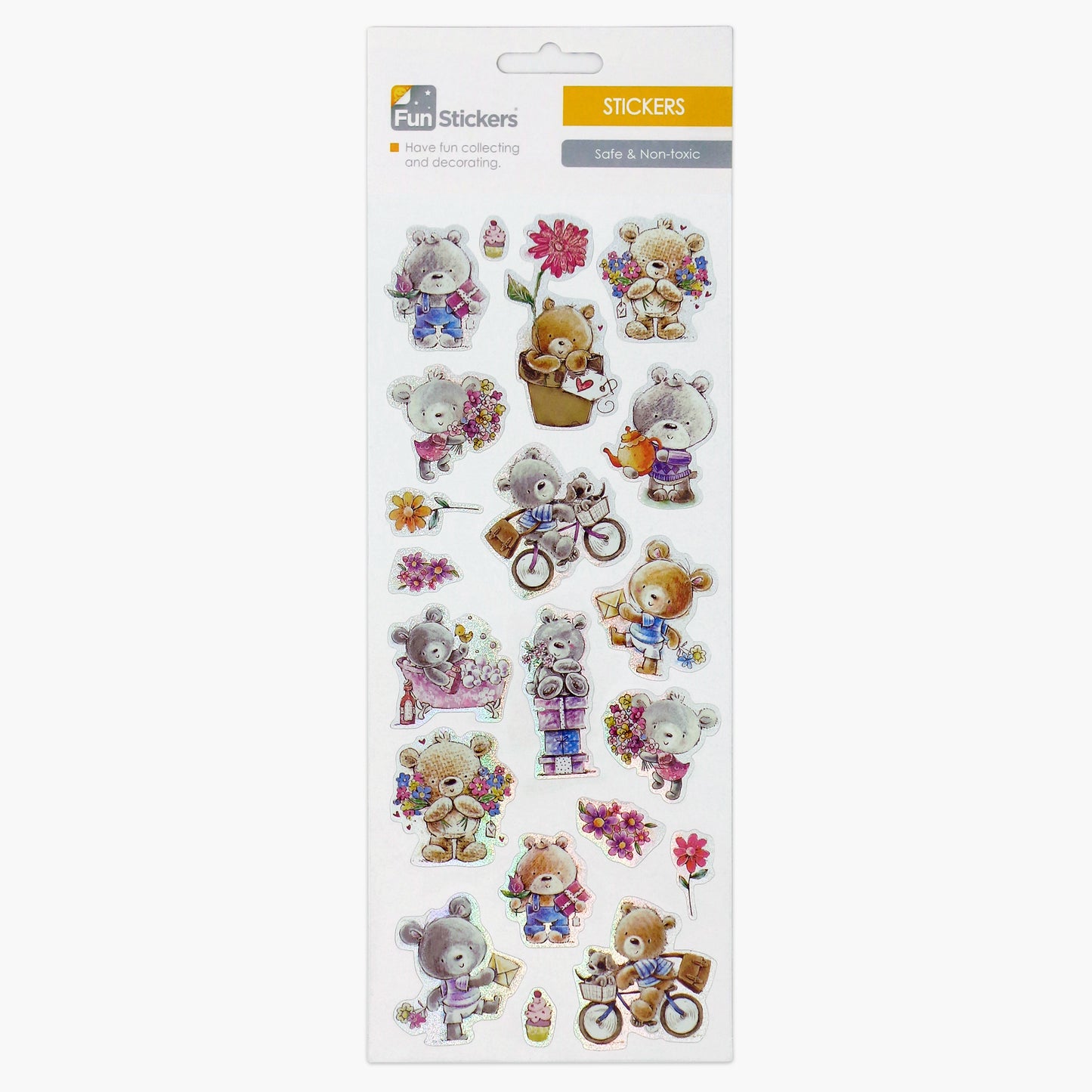 Fun Stickers Cute Bear Silver