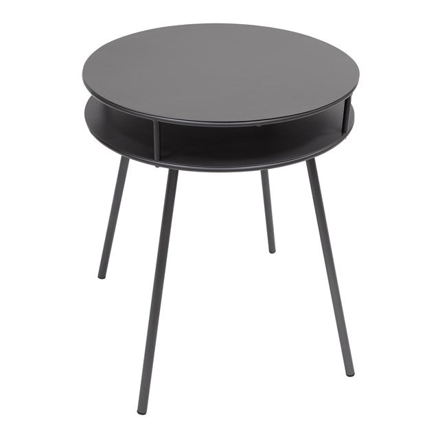 Table d'appoint ronde en métal à 2 niveaux, graphite