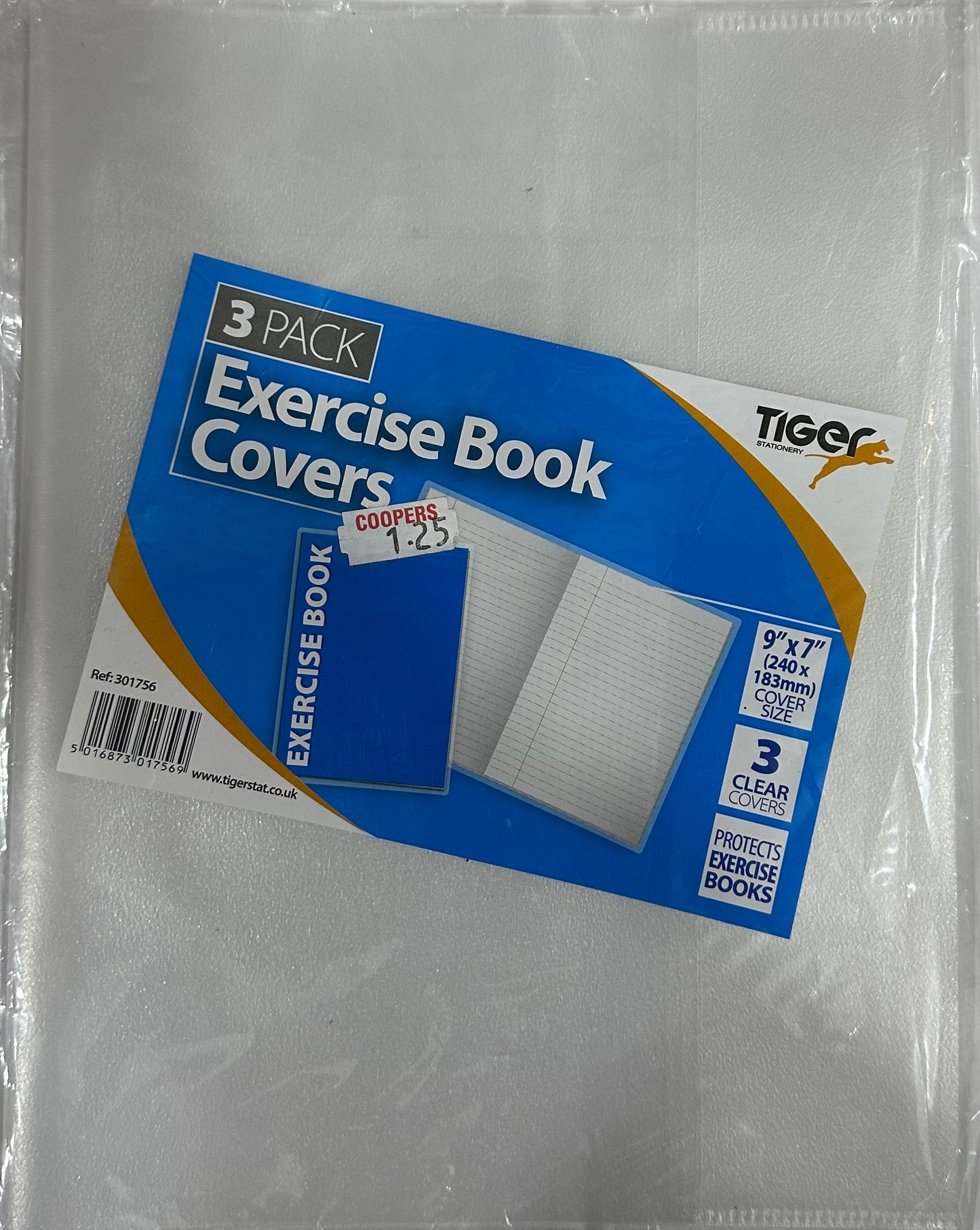Tiger Exercise Book Covers Pk3