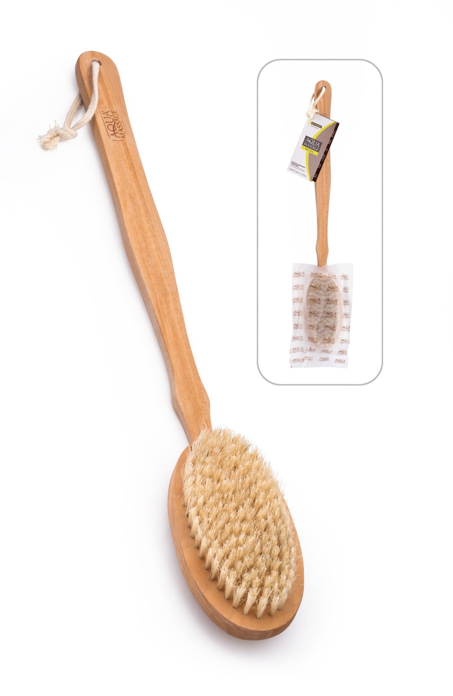 BROSSE DE MASSAGE AQUA 1 pièce Poils Naturels/Bois