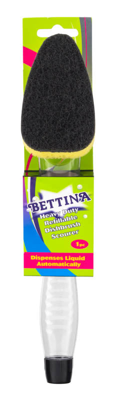 Bettina Brosse à vaisselle rechargeable noire avec tampon à récurer robuste