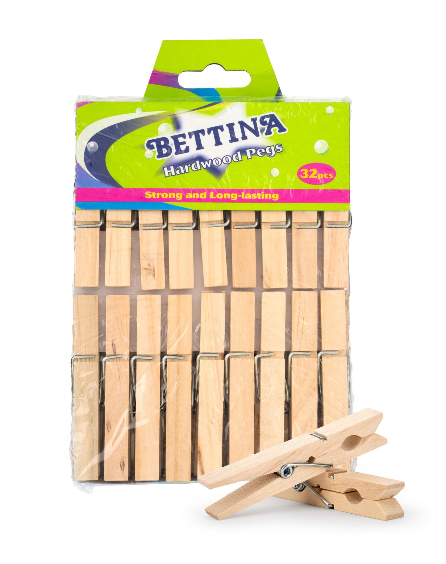Bettina - 32 pinces à linge en bois dur