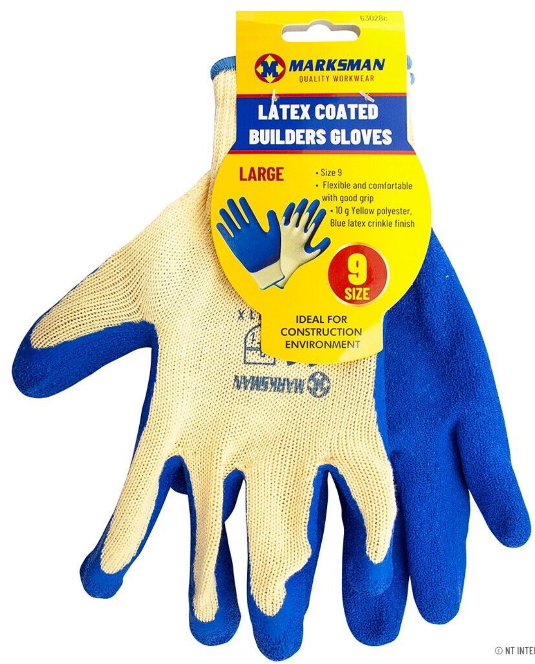 Gants de travail Marksman pour hommes, revêtement en latex, caoutchouc, pour le bâtiment, le jardinage, sécurité, taille 9