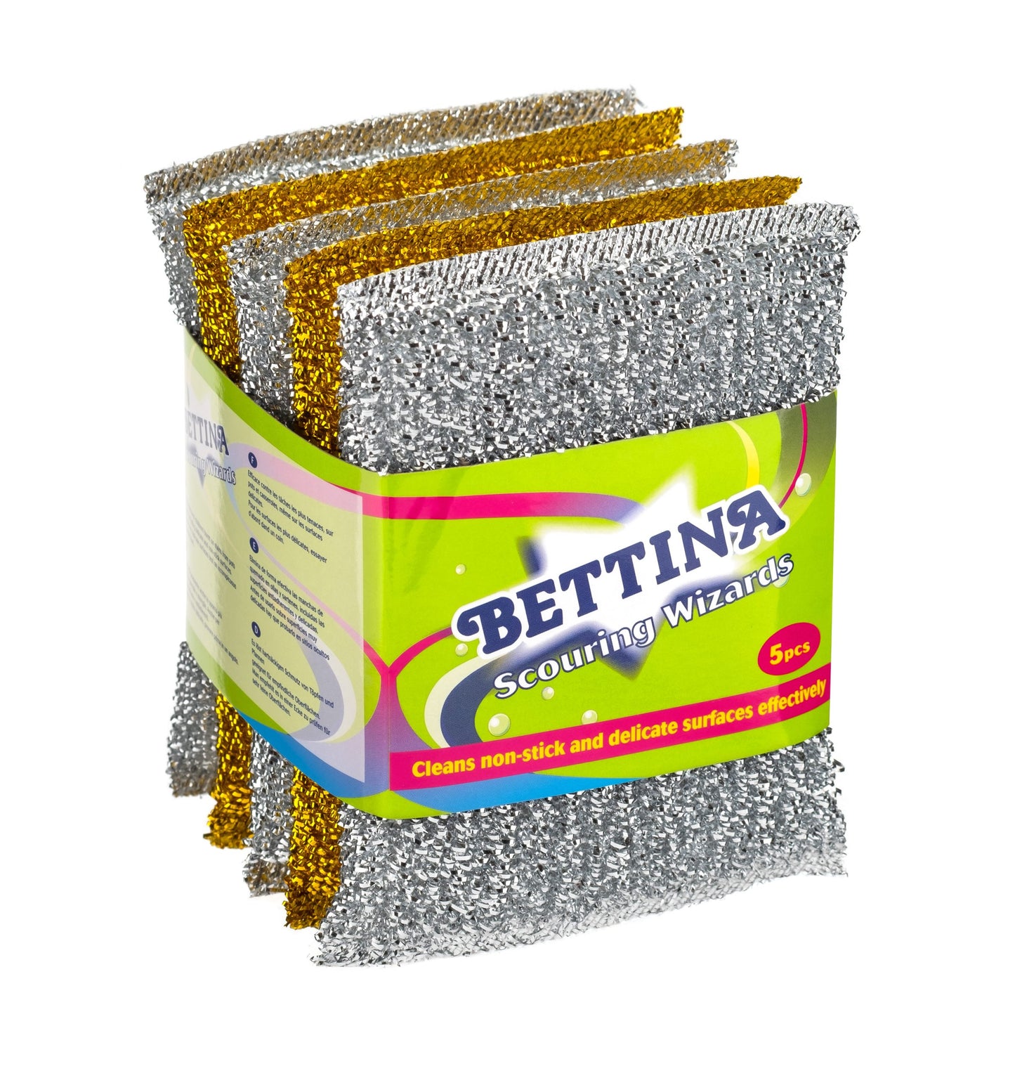 Bettina Lot de 5 Éponges Grattantes : Argent et Or