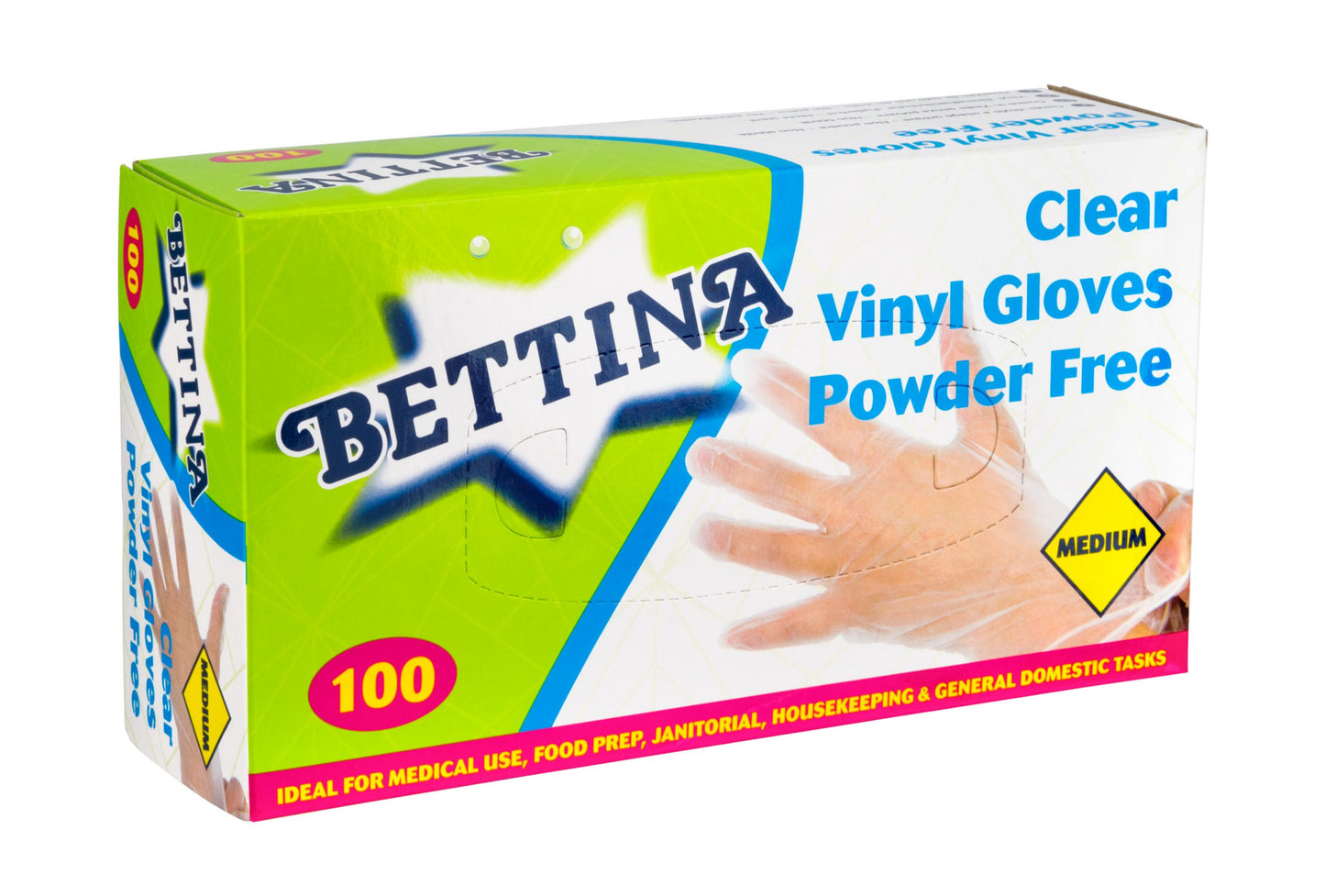 Bettina 100 gants en vinyle transparent, sans poudre, TRES GRANDE TAILLE