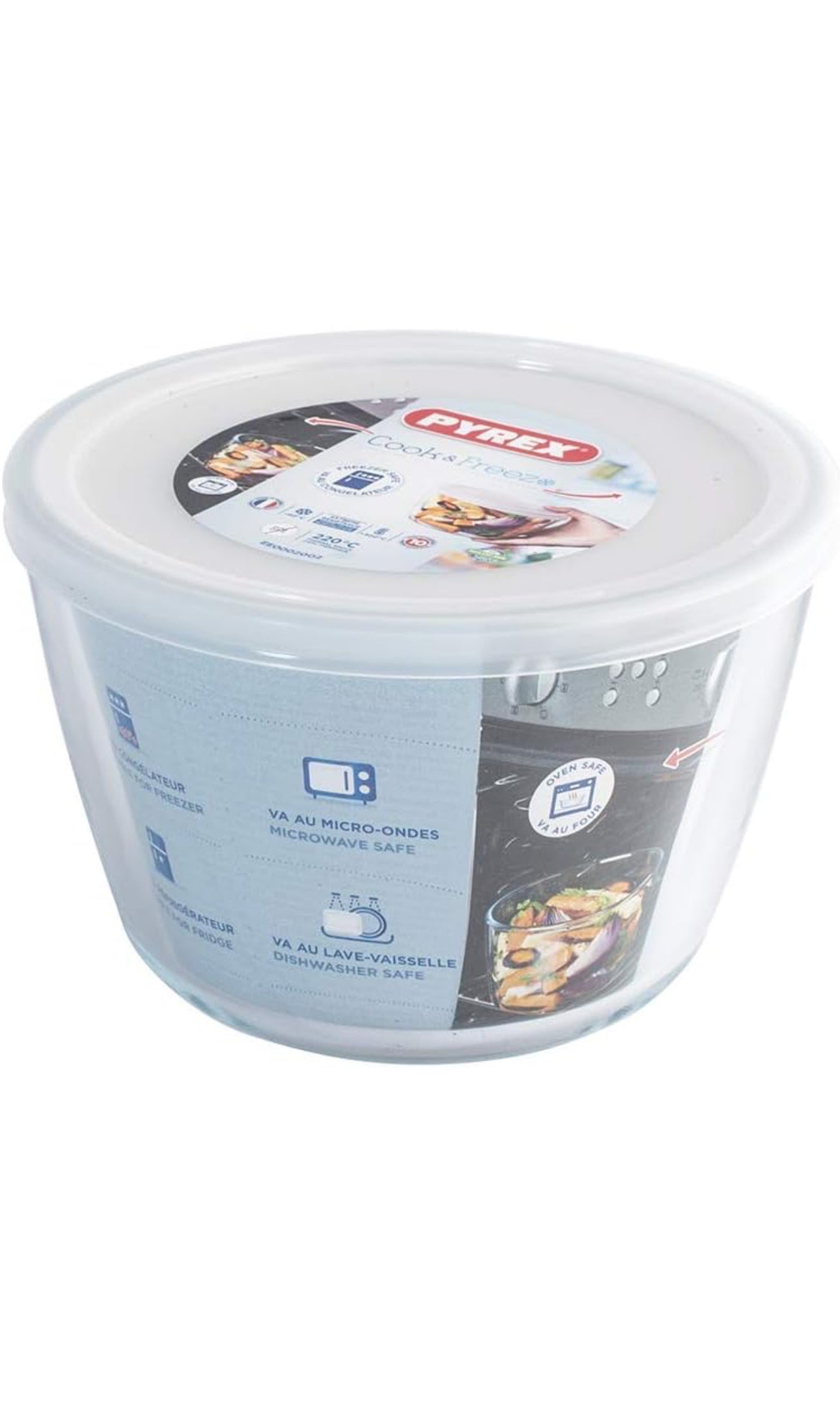 Pyrex rond avec couvercle, 1,6 litre