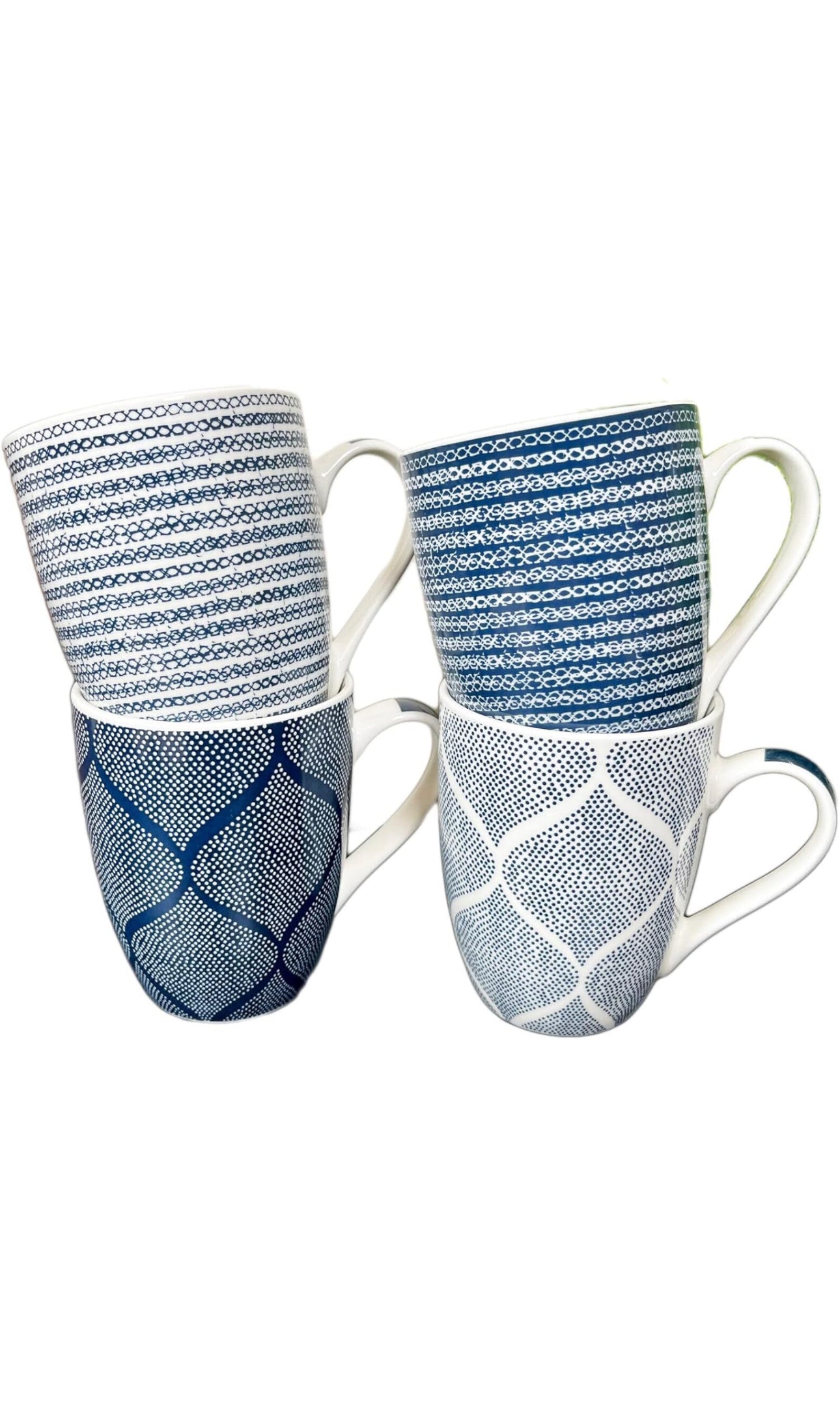 Tasse à café bleue et blanche