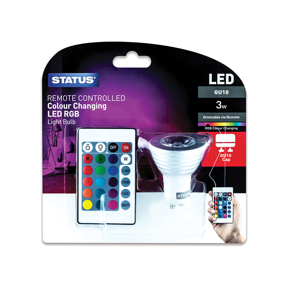 3w Status LED Colour Changing GU10 16 Colour Modes / 4 Transition Modes