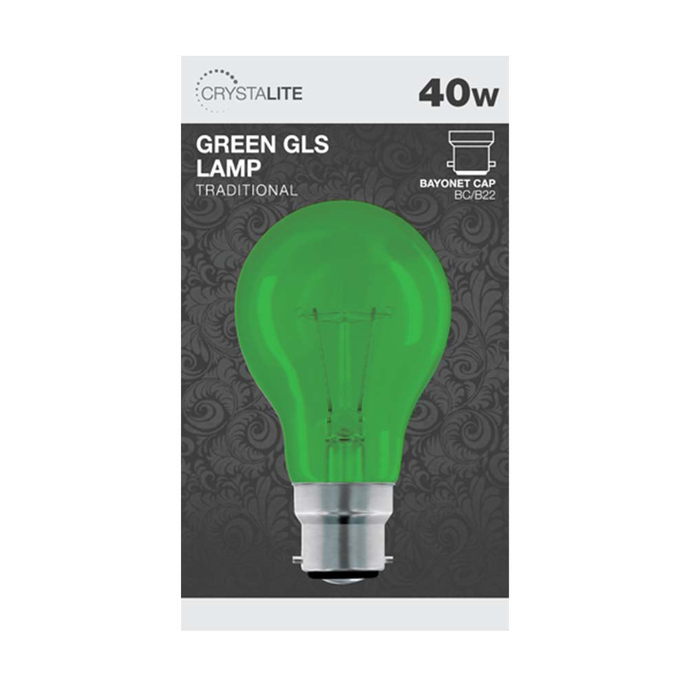 Ampoule GLS BC verte 40W Crystalite (1 pièce)