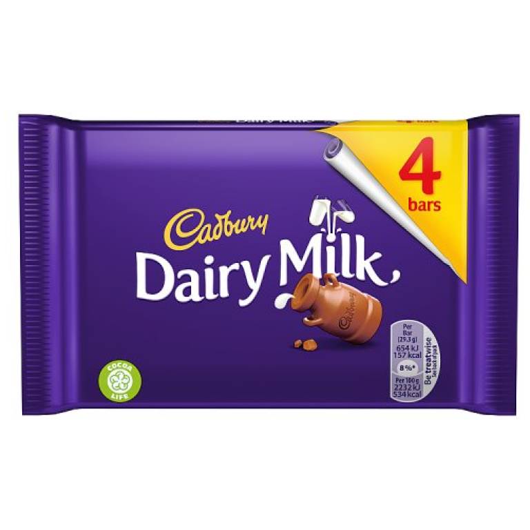Dairy Milk Chocolate Bar 4 Pack 4 X 27.2g Cadbury