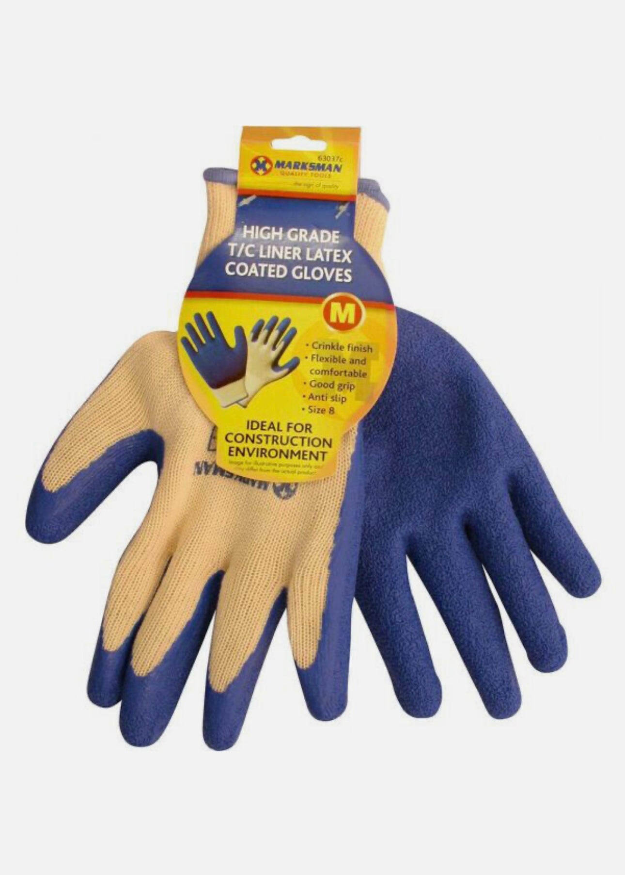 Gants de travail en latex enduit en caoutchouc pour homme Marksman - Bricolage Jardinage Sécurité Adhérence Taille 8