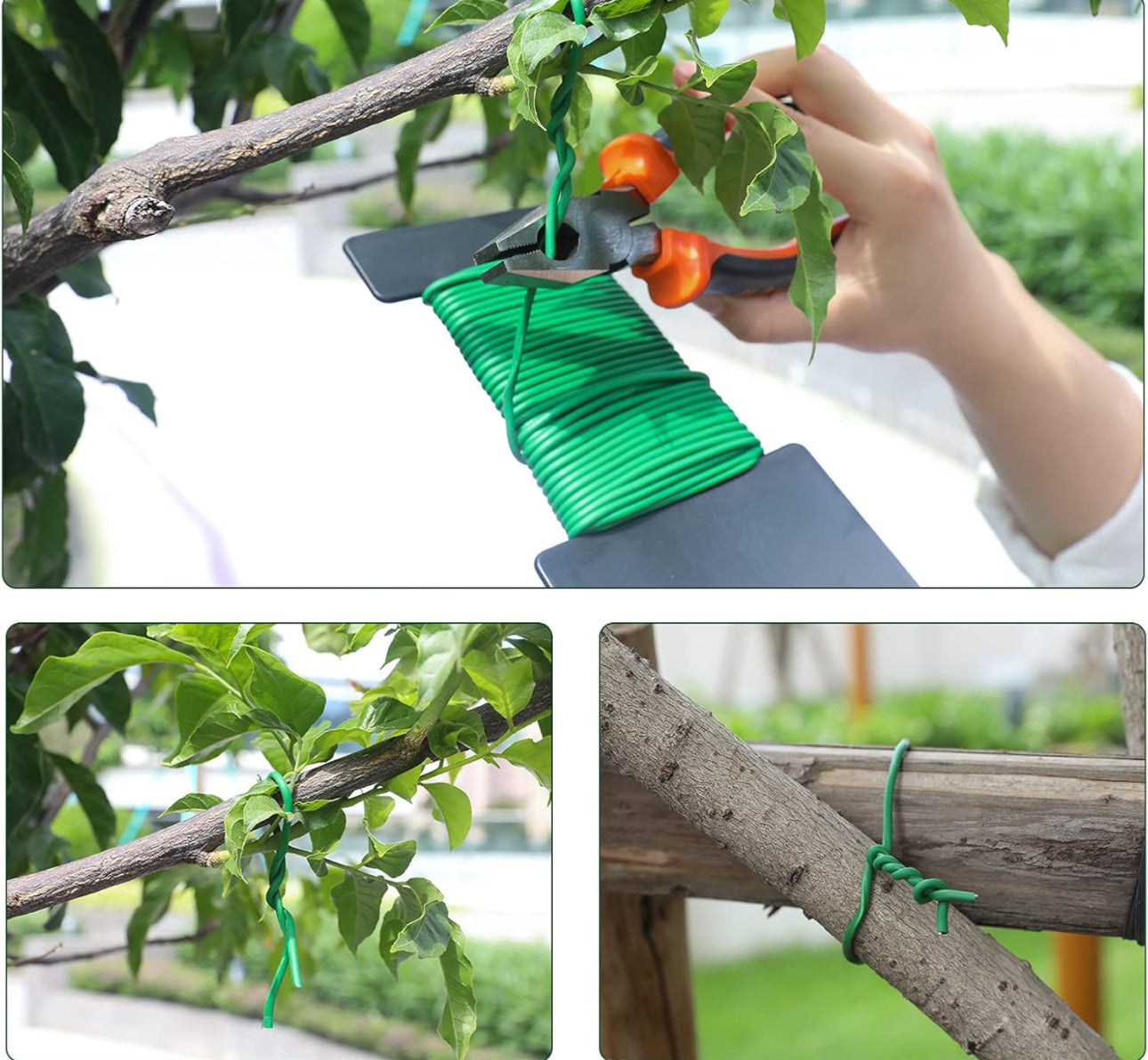 Attache souple Green Garden, fil de torsion flexible de 3 mm pour plantes, en fil enduit de plastique