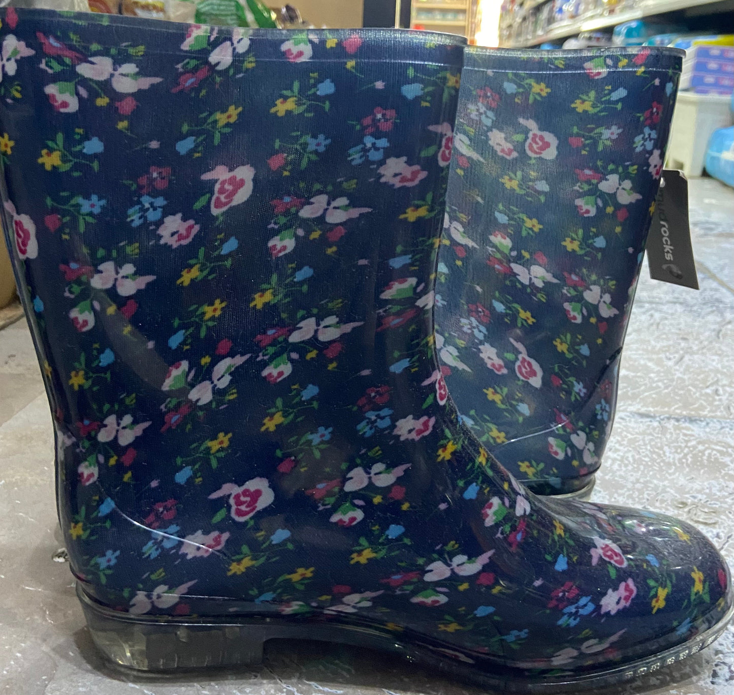 LADIES ANKLE FLORAL WELLINGTON 40/7