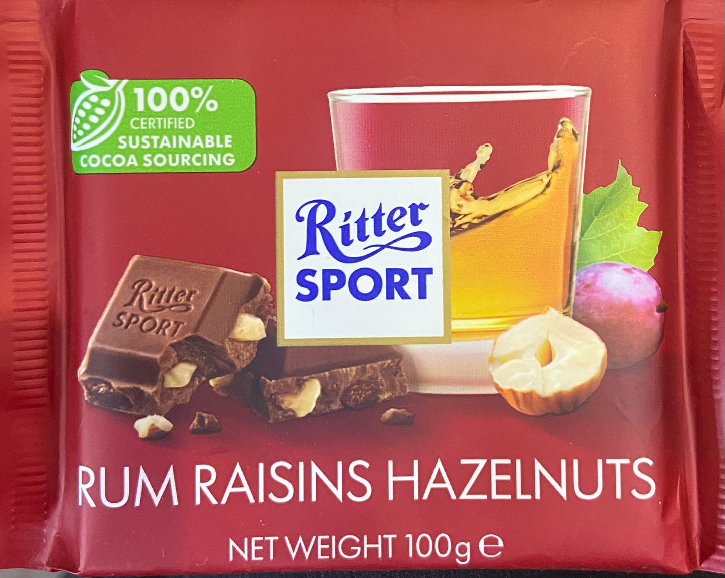 RITTER SPORT RHUM RAISIN 100G