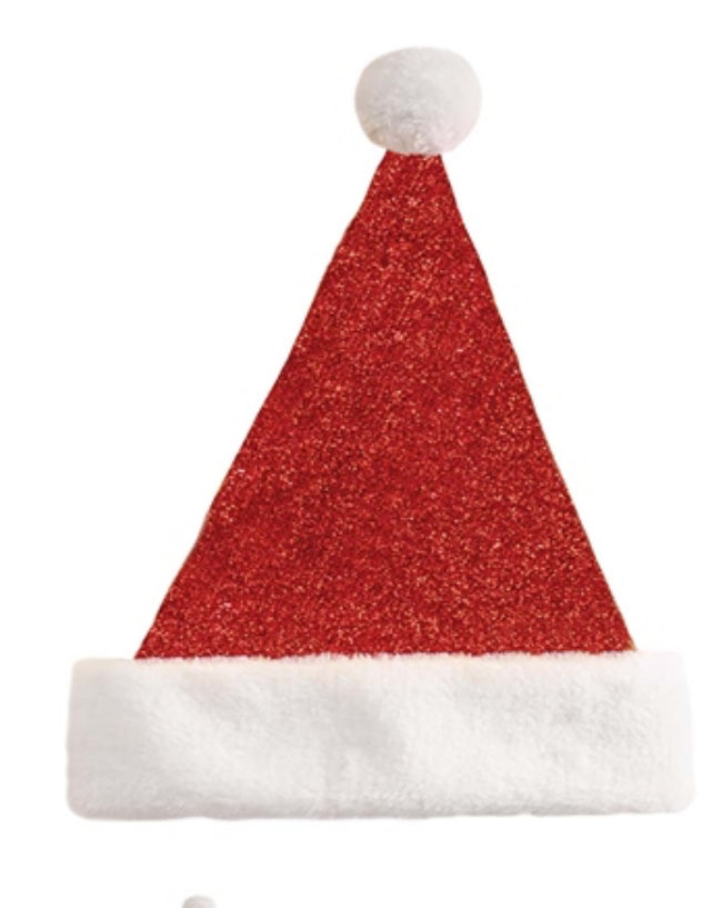 BONNET DE NOËL MÉTALLISÉ PÈRE NOËL EN PELUCHE