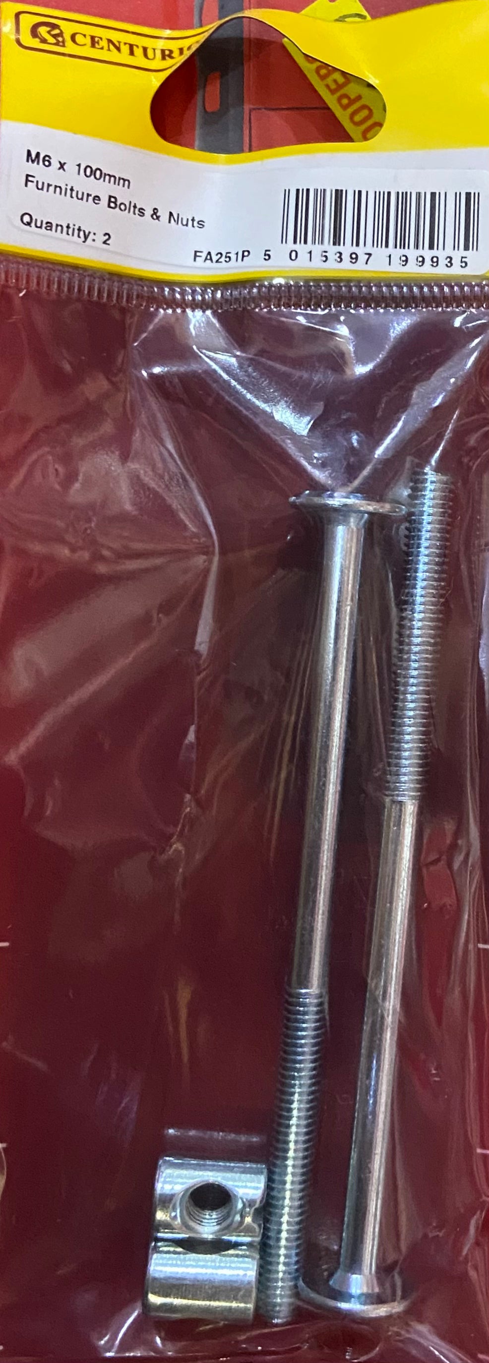 CENTURION M6x100mm FURNITURE BOLTS & NUTS