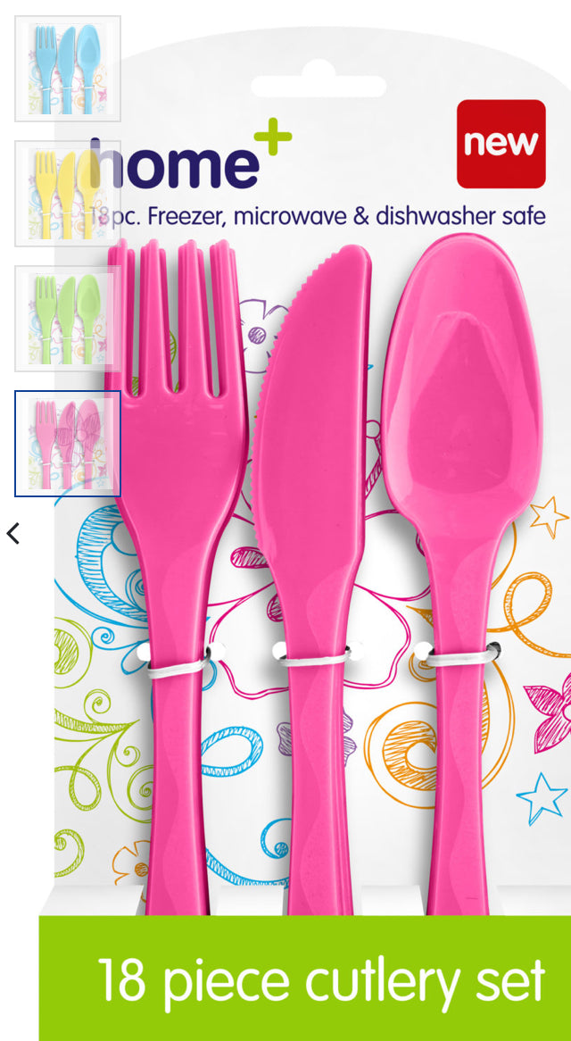 Home+ 18 Pièces Couverts en Plastique - Assortis