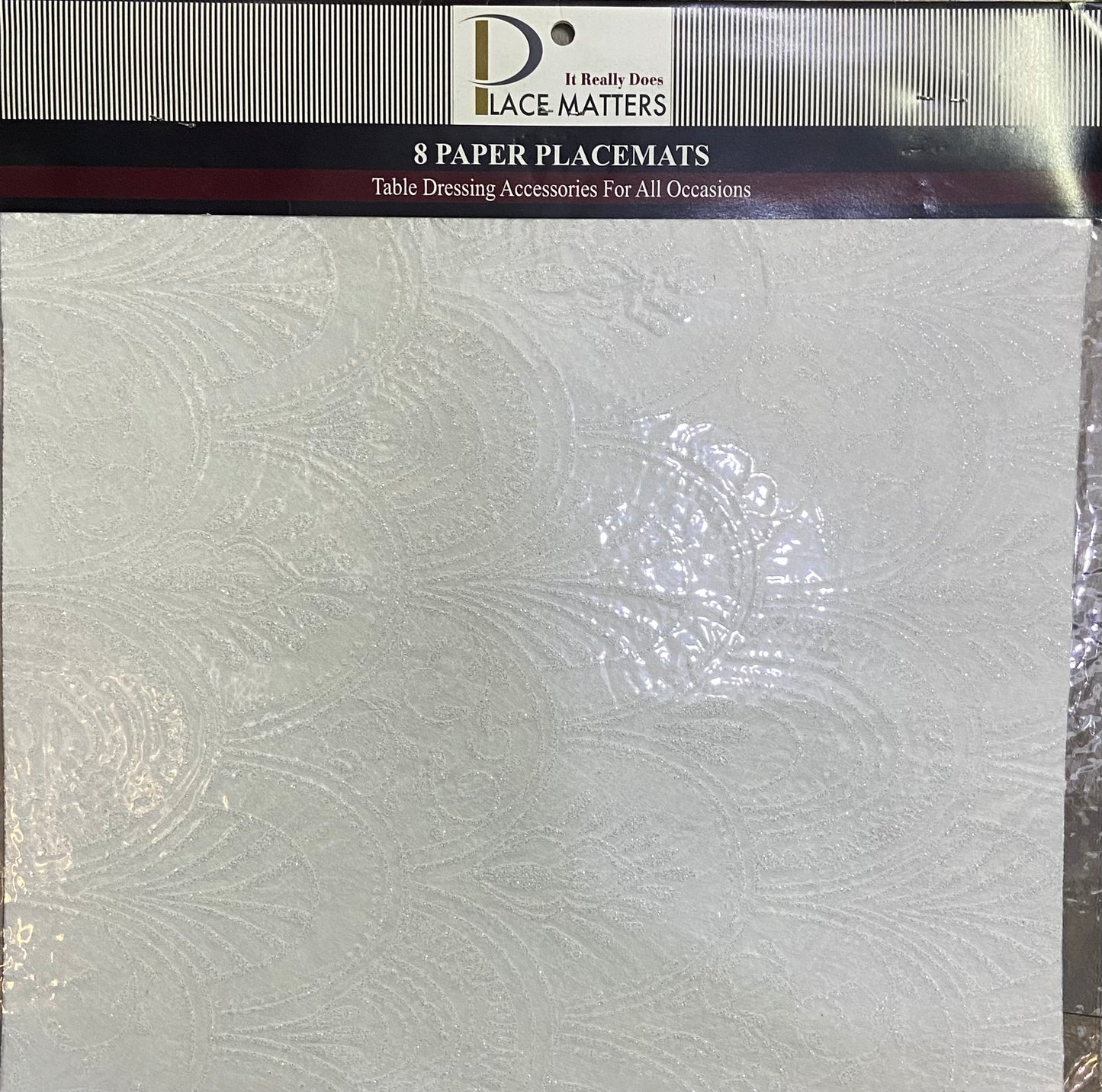8 SETS DE TABLE EN PAPIER CARRÉS BLANCS