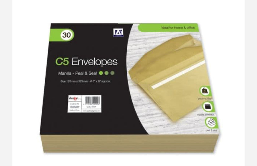 Anker Peel & Seal Manilla Envelope - C5 Pack 30
