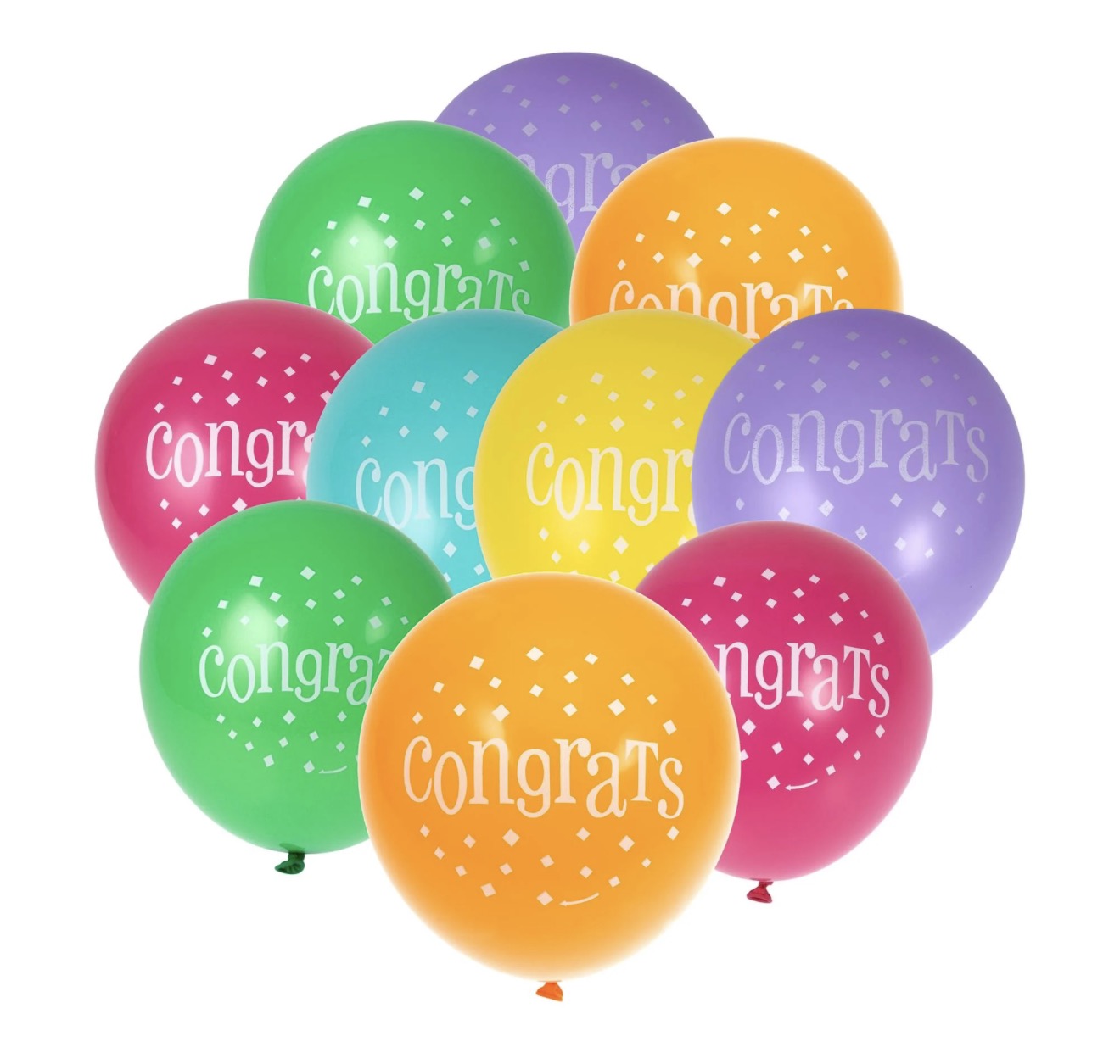 9in UNIQUE CONGRATS LATEX BALLOONS 10