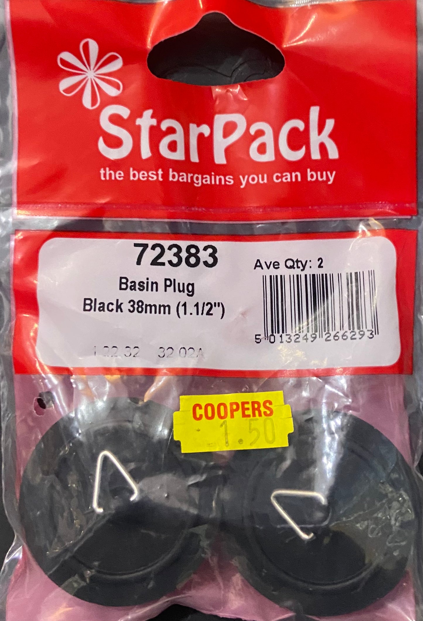 BASIN PLUG BLACK 38mm (1.1/2”)