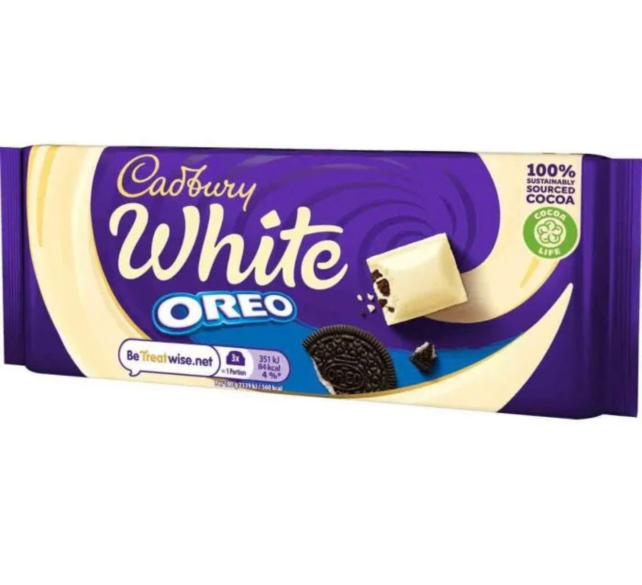 Tablette de chocolat blanc Cadbury Oreo 120 g