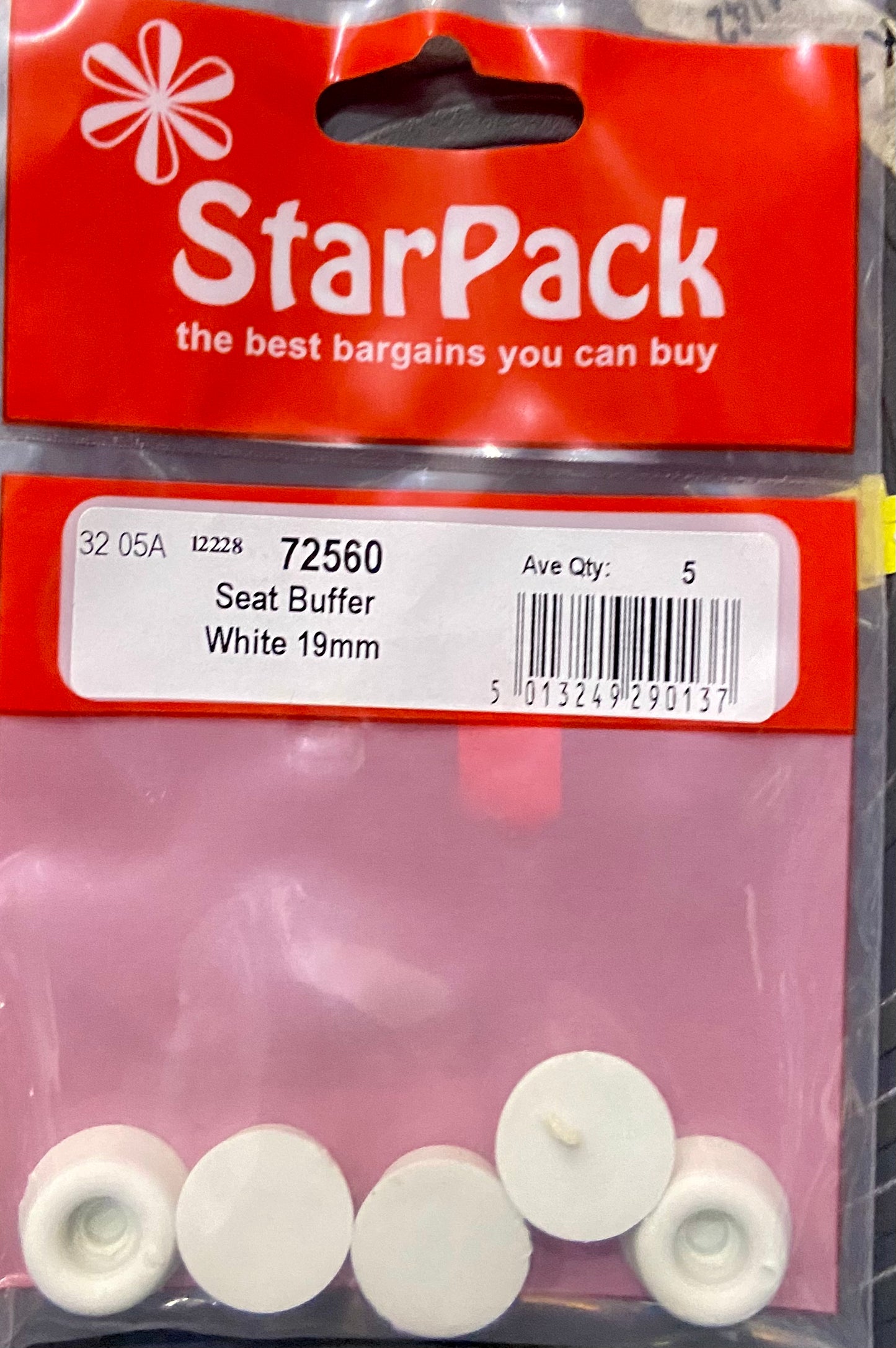 STAR PACK SEAT BUFFER WHITE 19mm