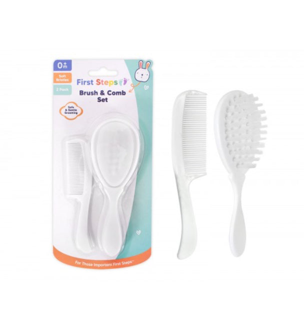 First Steps Baby Brush And Comb Set White