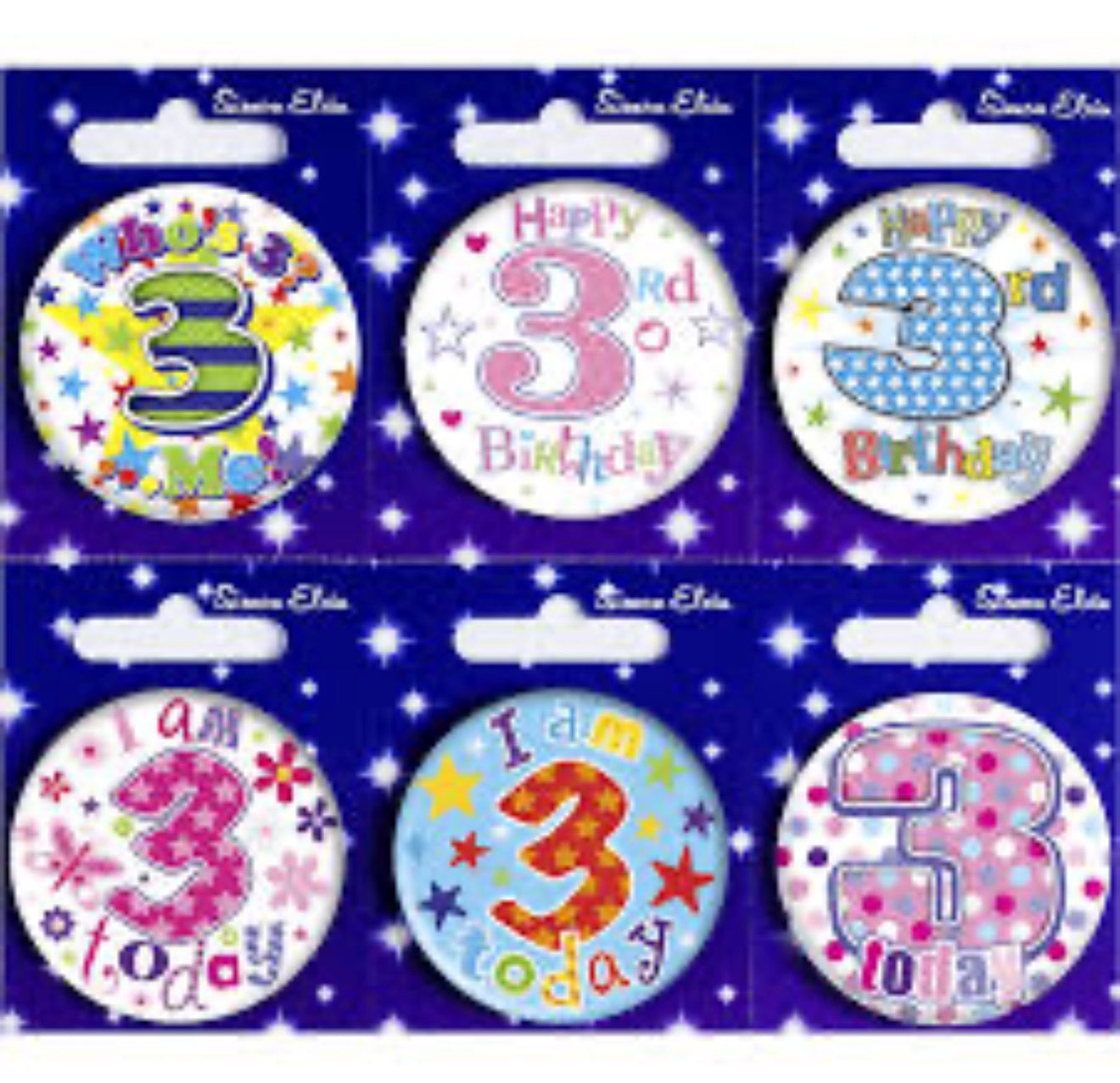 SIMON ELVIN AGE 3 SMALL BADGES ASSORTED DESIGNS